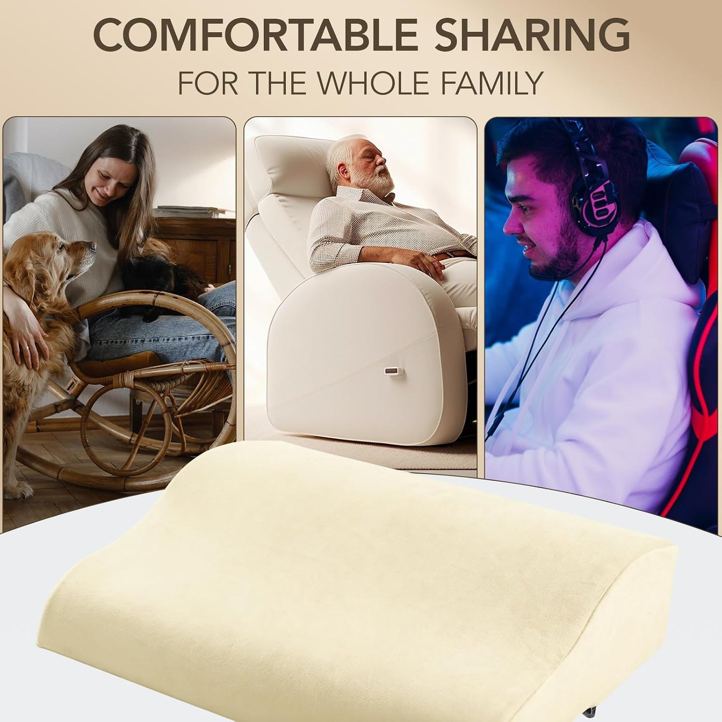 Lumbar Support Pillow for Recliner,Large Memory Foam Back Support Cushion for Sofa & Gaming Chair, Ergonomic Backrest Pillow for Elderly, Comfortable Couch Cushion with Machine Washable Cover,Gray