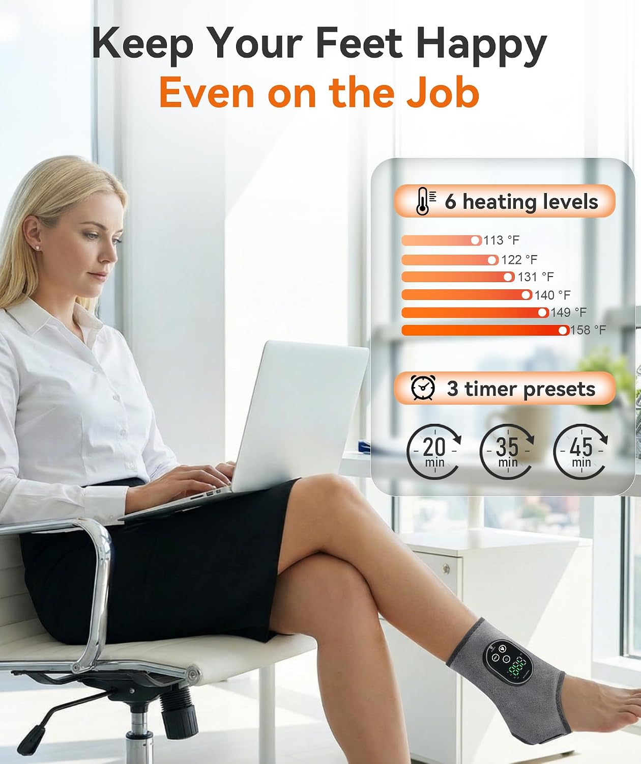 Foot Massager for Neuropathy, Cordless Ankle Massager for Circulation and Pain Relief, Rechargeable Foot and Ankles Heating Pad with Massage, Heated Ankle Brace Gifts for Women and Men Black