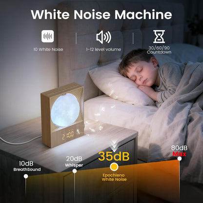Sunrise Alarm Clock, White Noise Machine, Wood Grain
