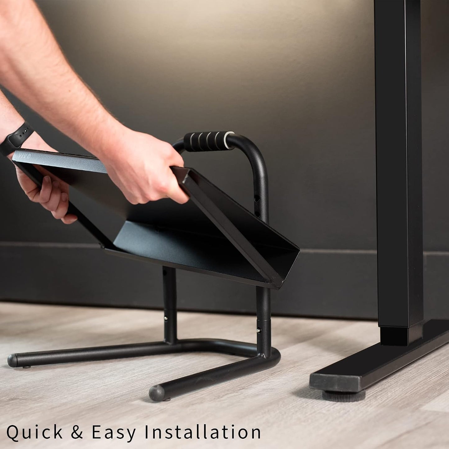 VIVO Ergonomic Height Adjustable Foot Rest Relief Platform, Elevated Stool for Comfortable Sit to Stand Workstation, Non-Slip Surface, Portable, Home Office Classroom Use, Black, STAND-FT01