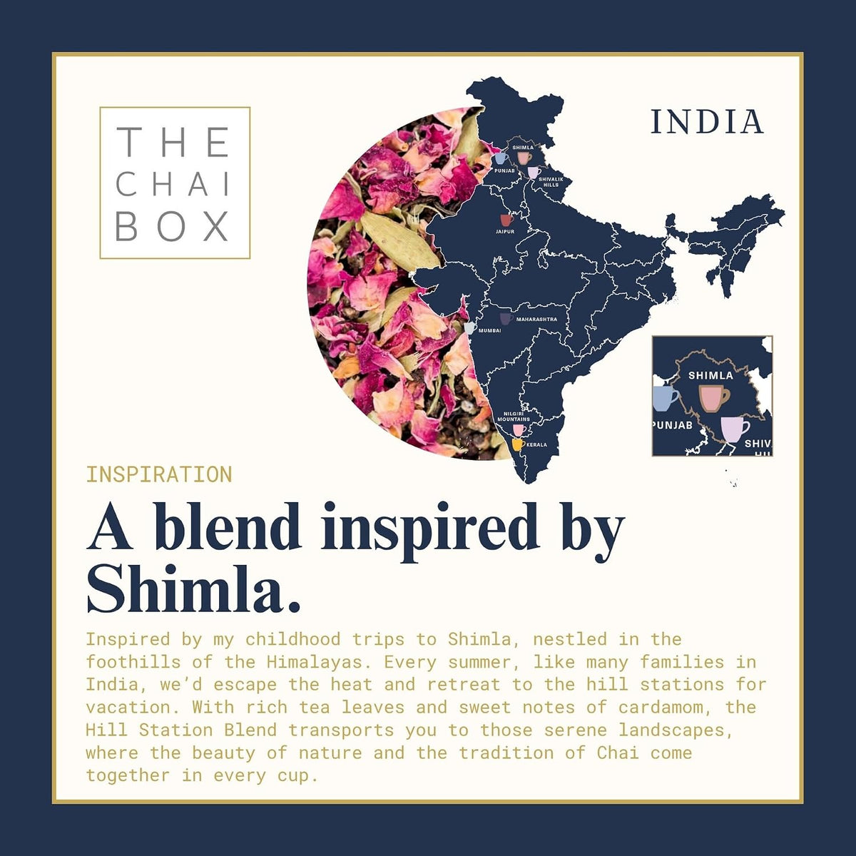 The Chai Box Traditional Cardamom Chai with Rose - 100% Organic Black Tea