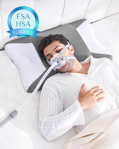 CPAP Pillow for Sleeping, HSA/FSA Sleep Apnea Pillow for All CPAP Masks Users to Reduce Air Leaks, Masks Pressure, Memory Foam with Cooling & Breathable Pillowcase for Side Back Sleeper