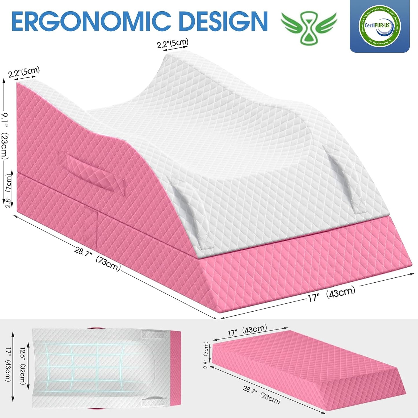 TranquilRelax Elevation Pillows for Leg After Surgery, Memory Foam Adjustable Wedge Pillow for Injury or Rest, Ankle Pillow for Sleeping Blood Circulation, Grey/Single Leg