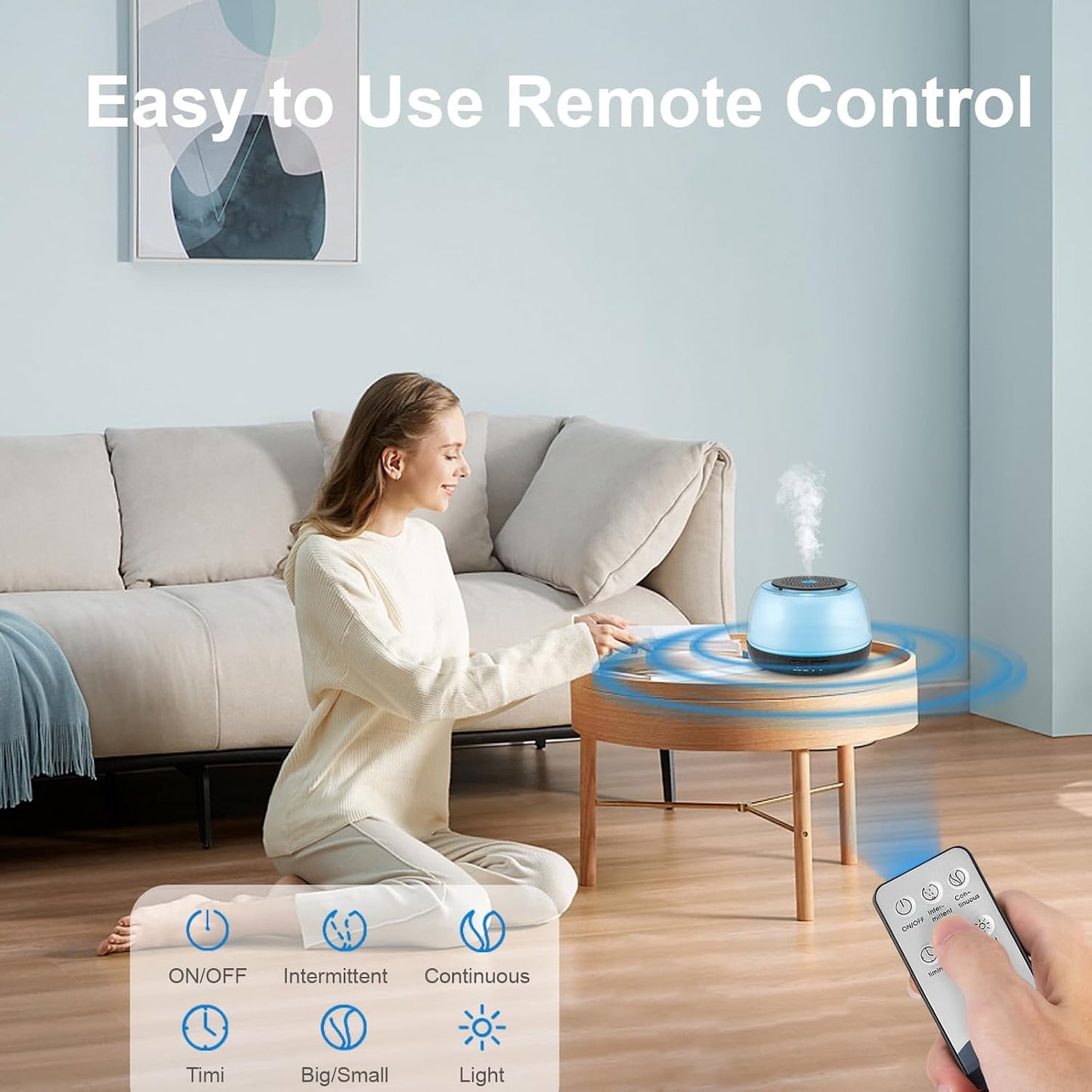 300ML Essential Oil Diffuser, Remote Control Ultrasonic Aromatherapy Oil Diffusers Cool Mist Humidifier, Waterless Auto-Off and 7 LED Light Colors for Bedroom, Yoga, SPA, Baby