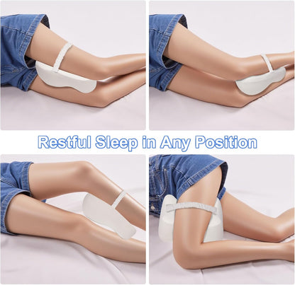Knee Pillow for Side Sleepers Memory Foam Sciatica Pain Relief Leg Pillow, Removable Breathable Cover & Elastic Strap Grey