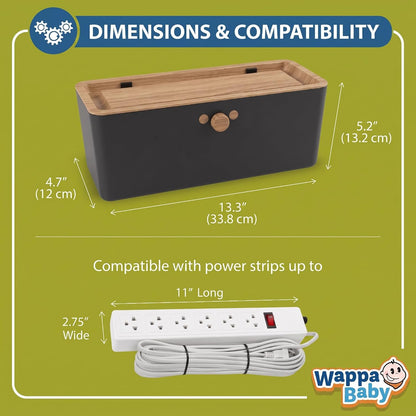 Power Strip Cover Box - Effectively Baby Proofs Power Strip with Patented Dual Lock. Convenient Side Openings for Cords & Cables. Protects Small Hands & Fingers