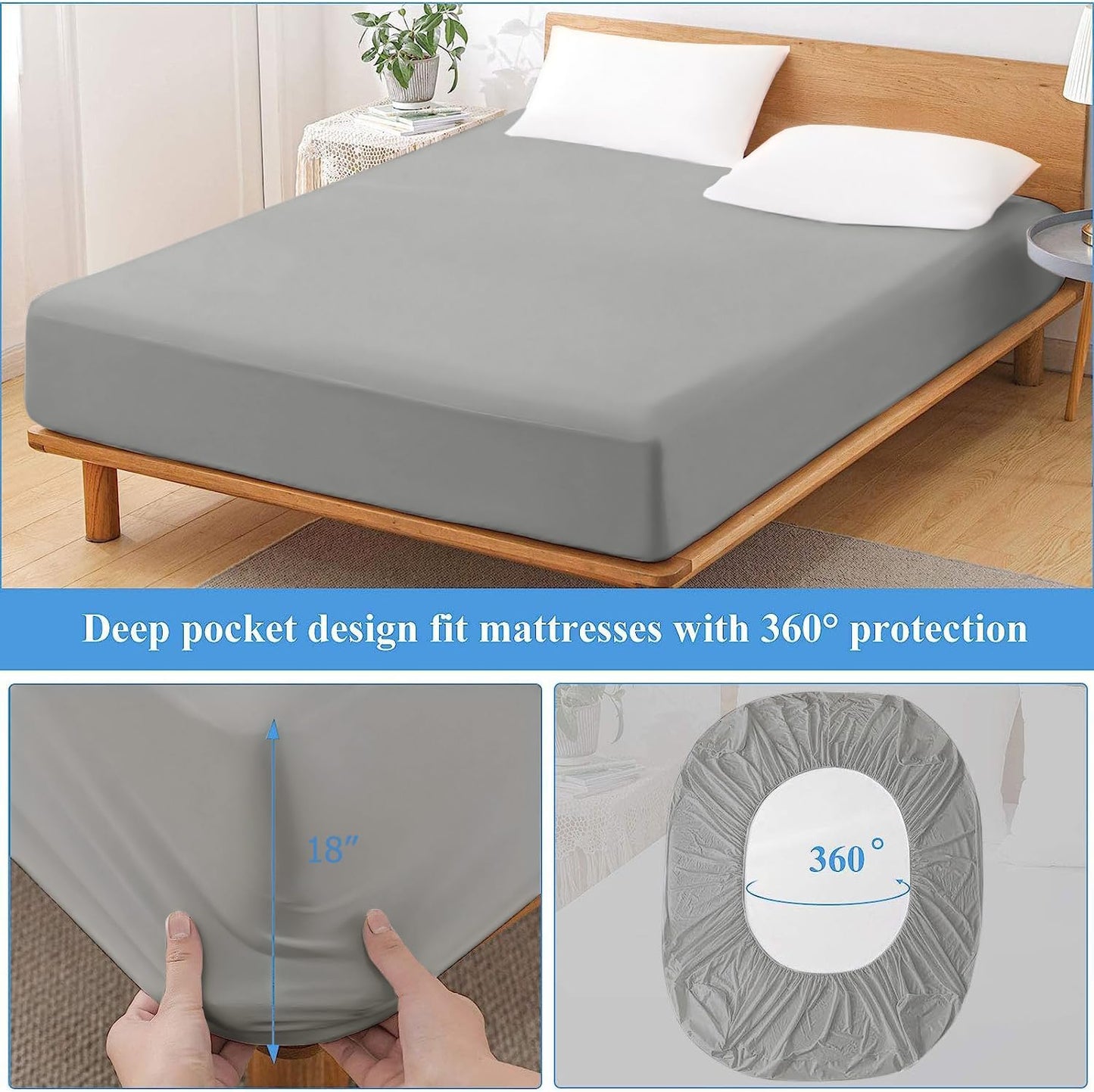 2 Pack Twin Size Premium Waterproof Mattress Protector, Soft Breathable Mattress Pad, Noiseless Waterproof Bed Cover - Stretch to 21" Fitted Deep Pocket Mattress Protection