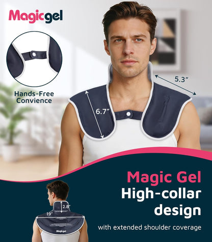 Magic Gel Ice Pack for Neck and Shoulders, Reusable Cervical Ice Pack Wrap for Neck Pain Relief, Flexible Gel Cold Pack for Shoulder Surgery Recovery, Rotator Cuff Injuries, Physical Therapy - Large