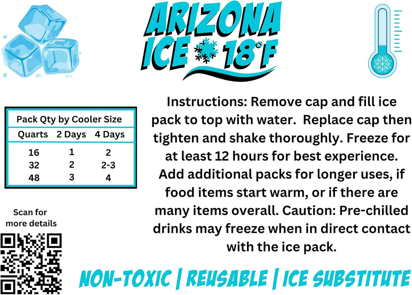 Arizona Ice Large Industrial Ice Packs | Replaces 10lbs of Ice |18°F (-8°C) | Deepest Grooves | May Freeze Drinks | USA Company | 12" x 9" | Two Pack