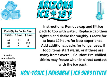 Arizona Ice Large Industrial Ice Packs | Replaces 10lbs of Ice |18°F (-8°C) | Deepest Grooves | May Freeze Drinks | USA Company | 12" x 9" | Two Pack