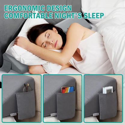 Vekkia 24" x 24" x 5.5" Bed Wedge Pillow for Sleeping – Triangle Pillow for Sleep Apnea, Acid Reflux, Snoring & Back Support, Post-Surgery Recovery, with Pockets & Washable Cover
