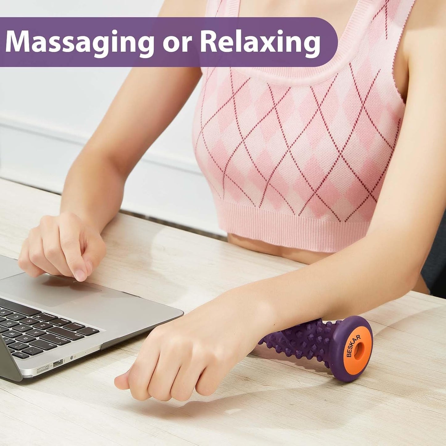 BESKAR Foot Massage Roller for Plantar Fasciitis Relief, Portable Reflexology Tool Pressure Point Massage Rollers, Deep Tissue Massages for Relieving Feet Arch Heel Pain, Myofascial Pain Syndrome