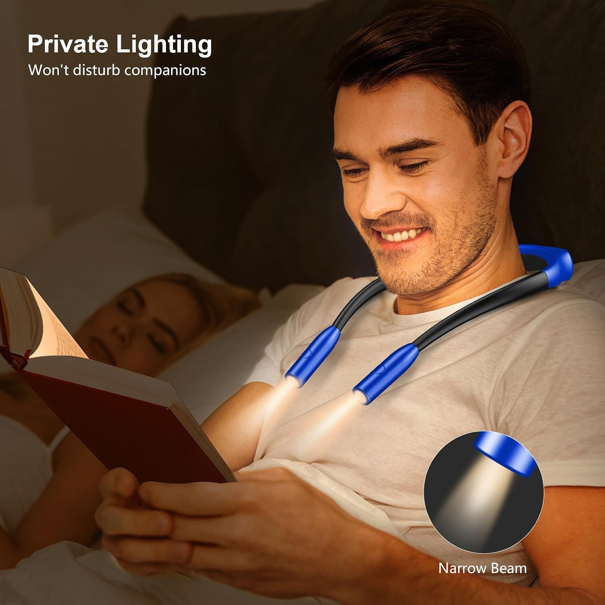 Gritin Book Light,Eye Caring 3 Colors & Stepless Dimming Neck Reading Light