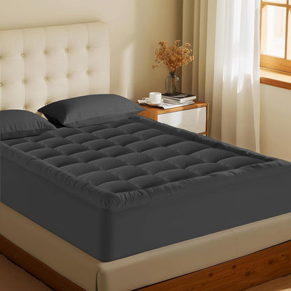 MATBEBY Queen Size Mattress Pad - Cooling Breathable Mattress Topper, Quilted Fitted Mattress Protector, Pillow Top Mattress Cover with 8-21" Deep Pocket, Soft, Machine Washable, White, 60x80 Inches