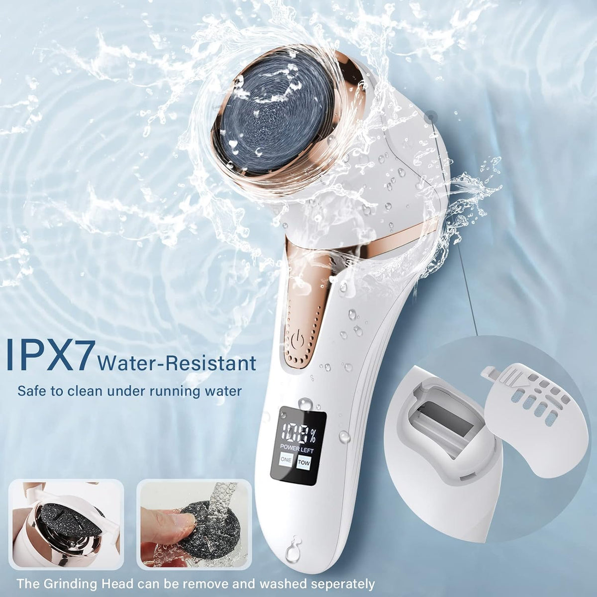 Electric Callus Remover for Feet with Vacuum, Professional Pedicure Tools Kit, Rechargeable Waterproof Foot File for Foot Care Deadskin Remover with 3Heads&2Speed,LCD Display