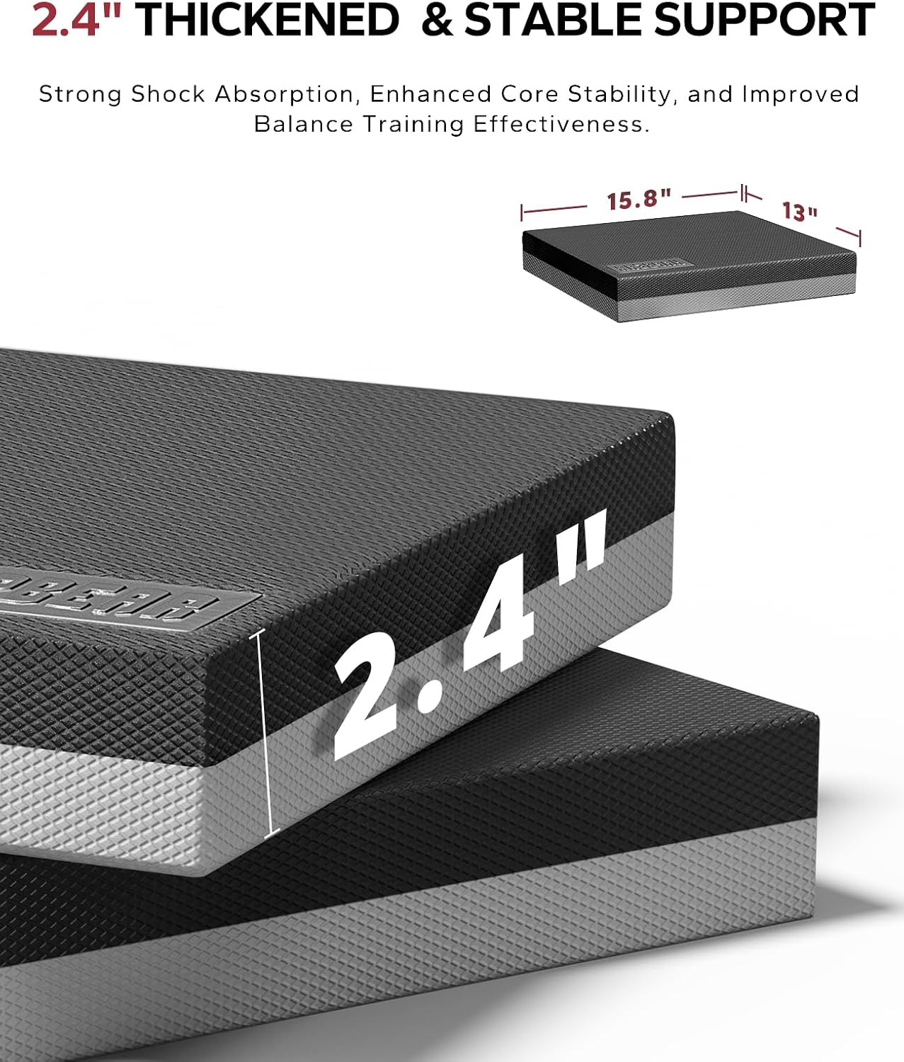 HAPBEAR Exercise Balance Pad - 15"x12" Non-Slip Textured Bottom Stability Training Mat - 2.25" Thick Soft Cushioned Foam for Physical Therapy, Core Training & Home Workouts