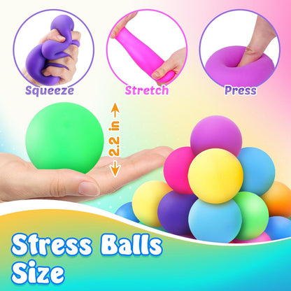 Squishy Stress Balls for Kids Adults: 18 Pack Fidget Toy Bulk for Prize