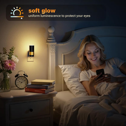 Amber Night Lights Plug into Wall, Dimmable Night Light Plug in, Modern Night Lights Auto On/Off, Amber Night Light 2000K, 0-100LM Adjustable Brightness Nightlight for Hallway Bedroom, 2 Pack