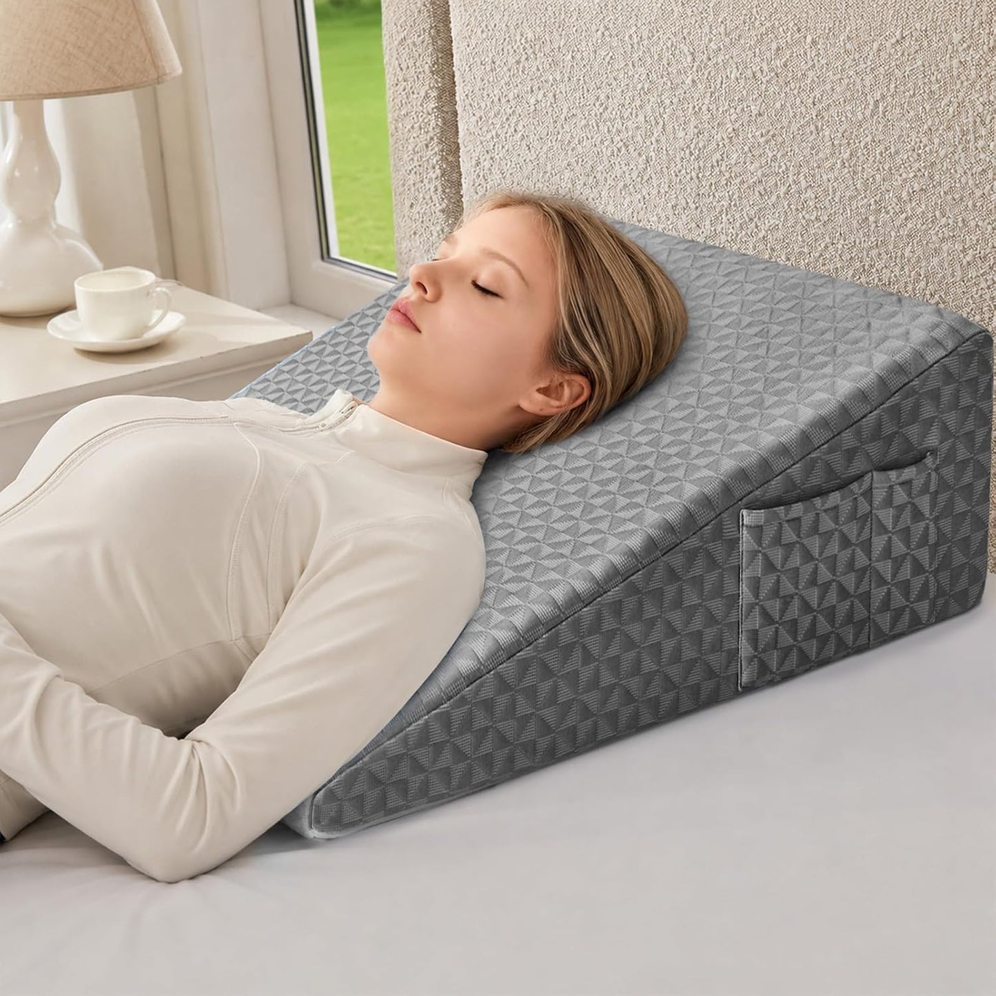 Nordjager Wedge Pillow for Sleeping, 24 x 24 x 10 Inch Bed Wedge