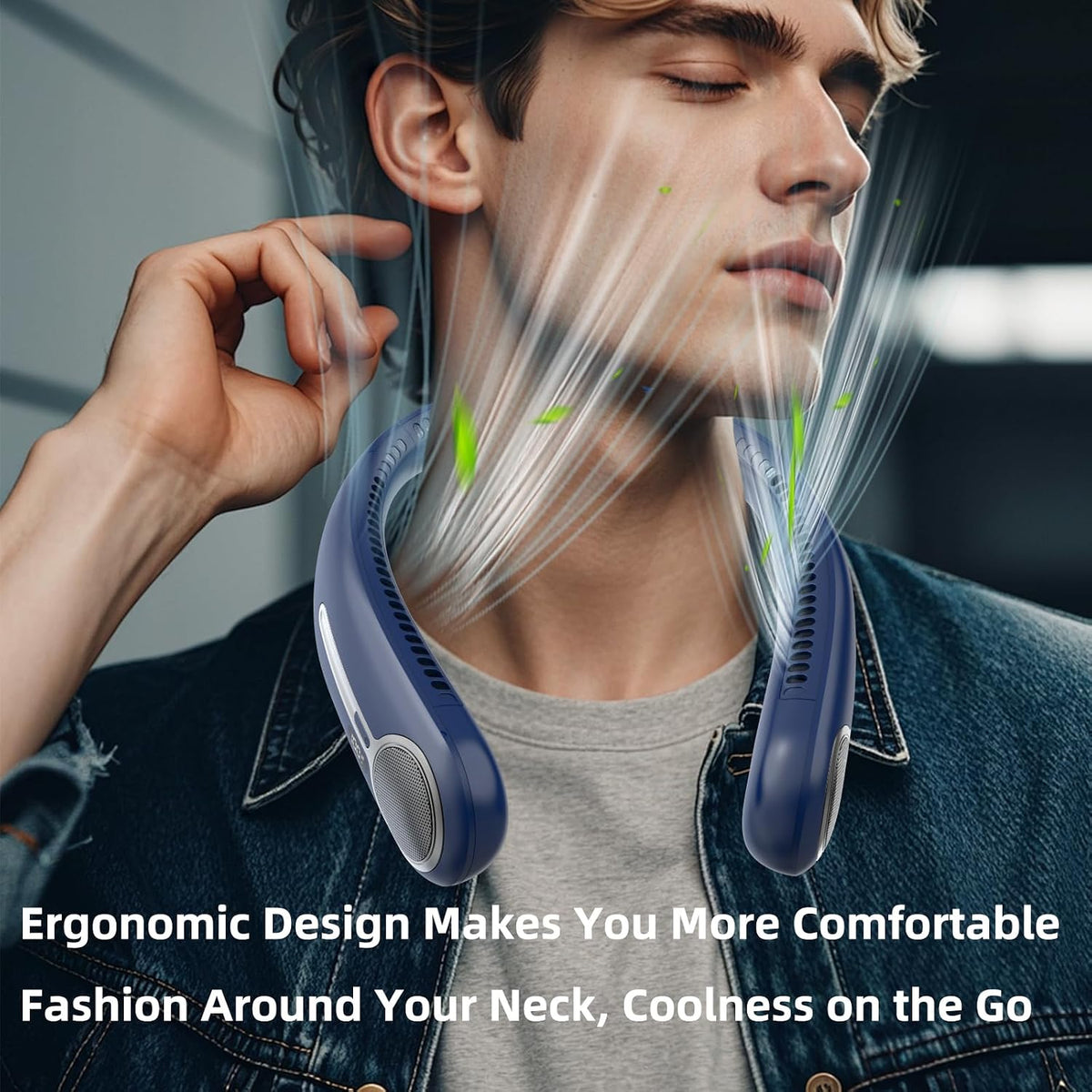 Portable Neck Fan, Personal Wearable Bladeless Fan, 6000mAh USB Rechargeable, 360° Airflow, LED Display, 4-Speeds, Hands Free Fan for Outdoor Indoor, Birthday Gifts for Men Women Dad Mom (Black)