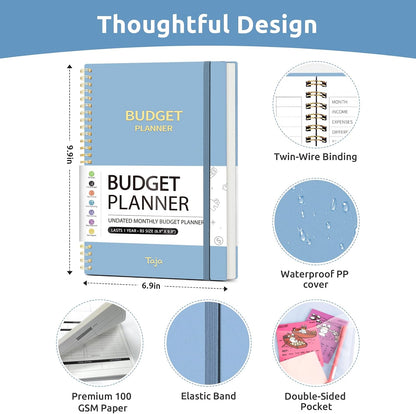 Budget Planner - Monthly Budget Book with Expense Tracker Notebook, Undated Bill Organizer & Finance Planner to Take Control of Your Money, Account Book to Manage Your Finances-Pink