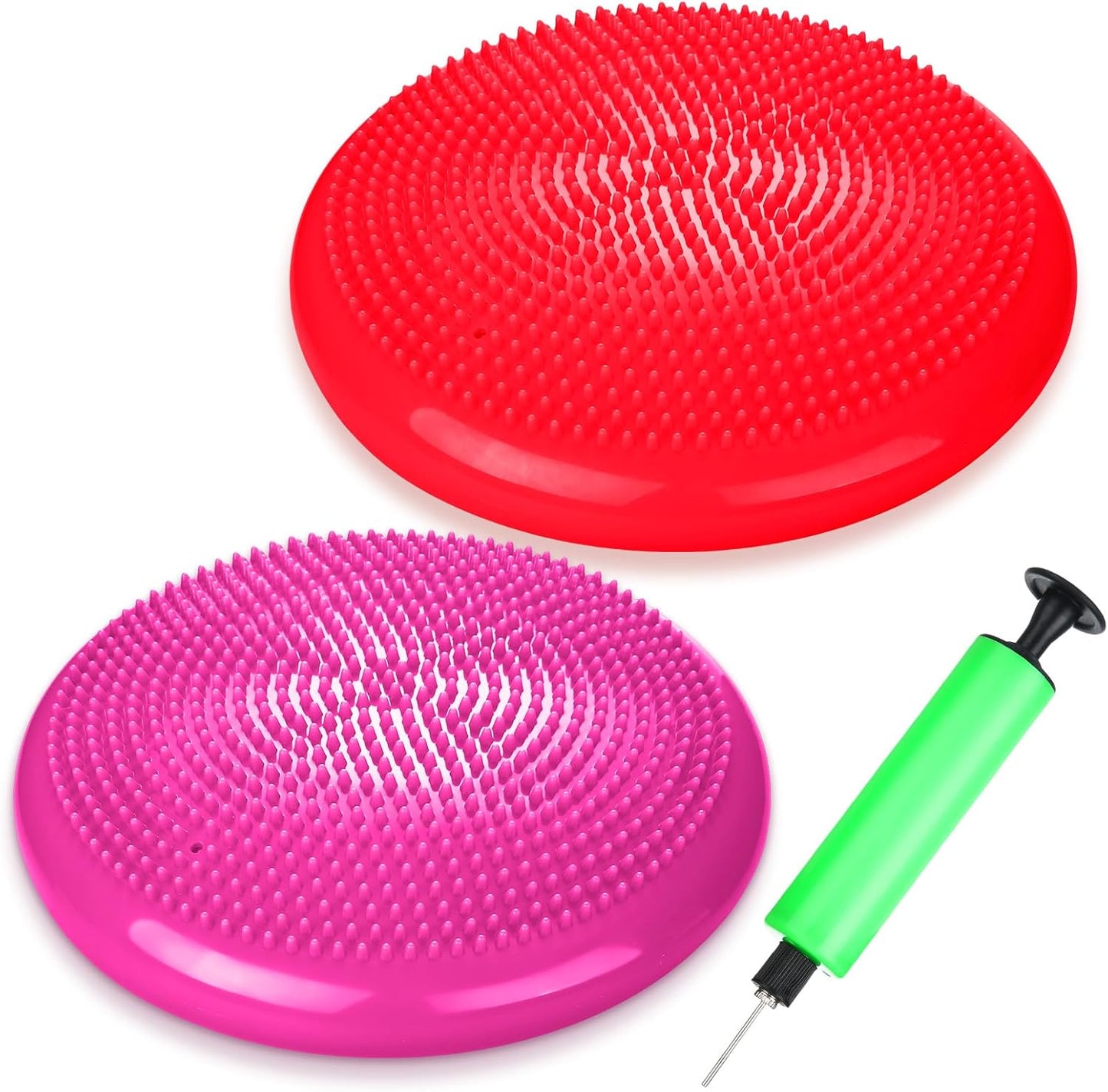 Silipull 2 Pcs Wiggle Seat Inflated Wobble Cushion Flexible Balance Disc with Air Pump for Core Stability Strengthening Improving Posture Physical Exercise