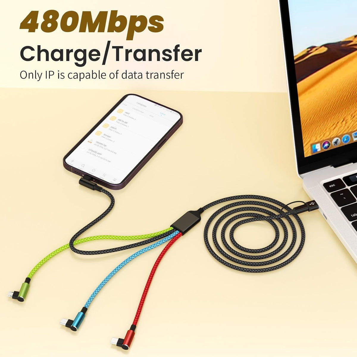 4 in 1 Multi Charging Cable, 5FT Charging Cords for Multiple Devices