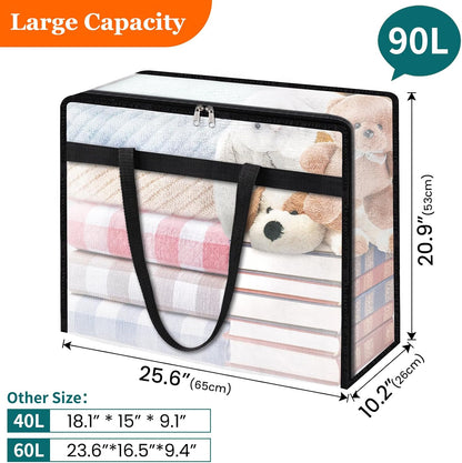 TasticTotes 6 Pack Clear Storage Bags for Comforter, Clothes & Bedding, 40L