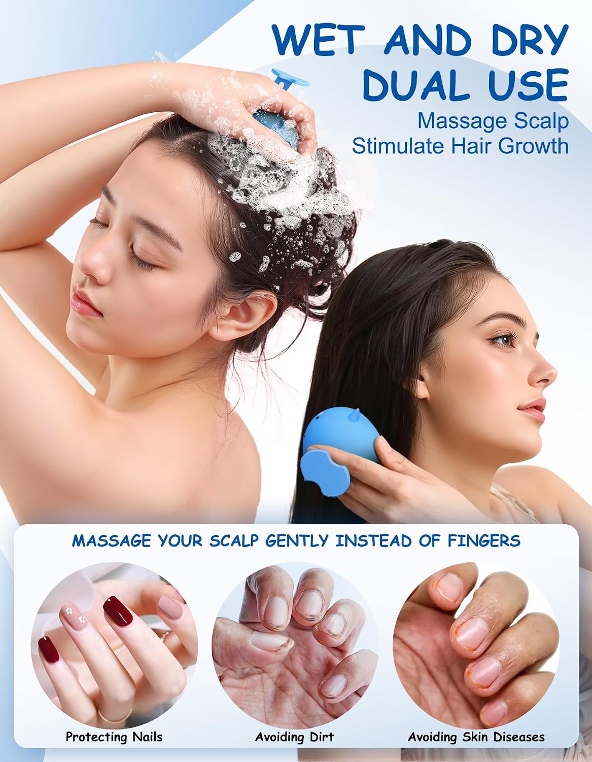Scalp Massager Hair Growth, Silicone Scalp Scrubber Shower Shampoo Brush | One-Piece Silicone Scalp Exfoliator, Wet & Dry Hair Care, No Seams to Trap Water or Grime, Flakes and Buildup