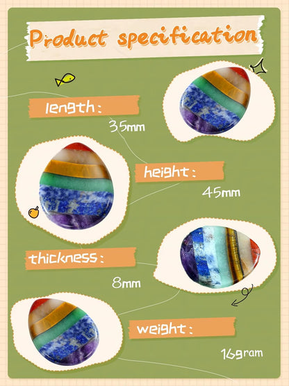 Worry Stone Crystals and Healing Stones Anxiety Fidgets Natural Meditation Accessories 7 Chakra Thumb Sensory Mental Health Depression Stress Anxiety Relief Items Mother's Day Gifts for Women