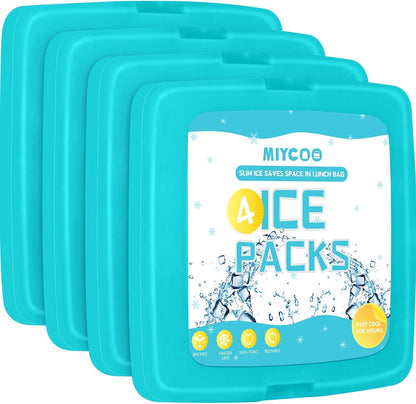 MIYCOO Ice Packs for Lunch Boxes & Coolers - Quick Freeze Ice Pack Space Saving Freezer Packs - Reusable Slim Original Cool Pack - Cooler Accessories for Beach, Camping and Fishing