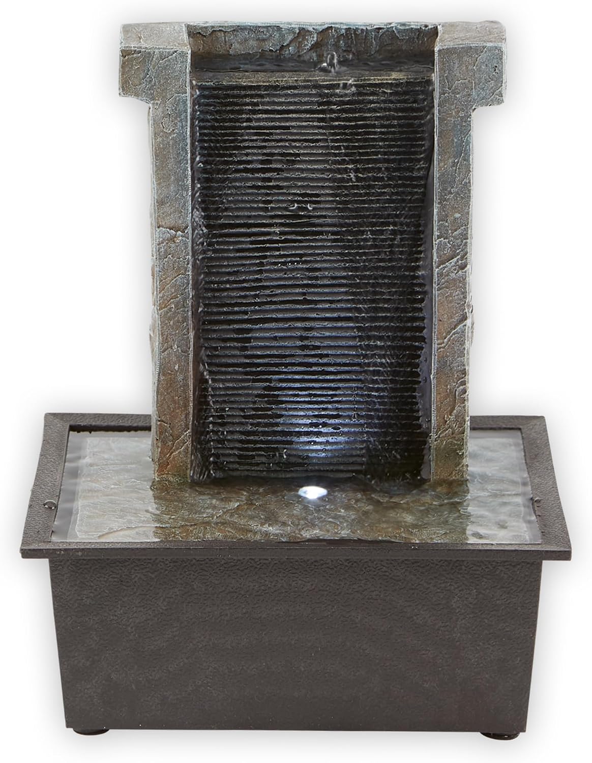 Zingz & Thingz Zen Collection Resin Tabletop LED Water Fountain, Four-Tier, 9.5x9.5x10