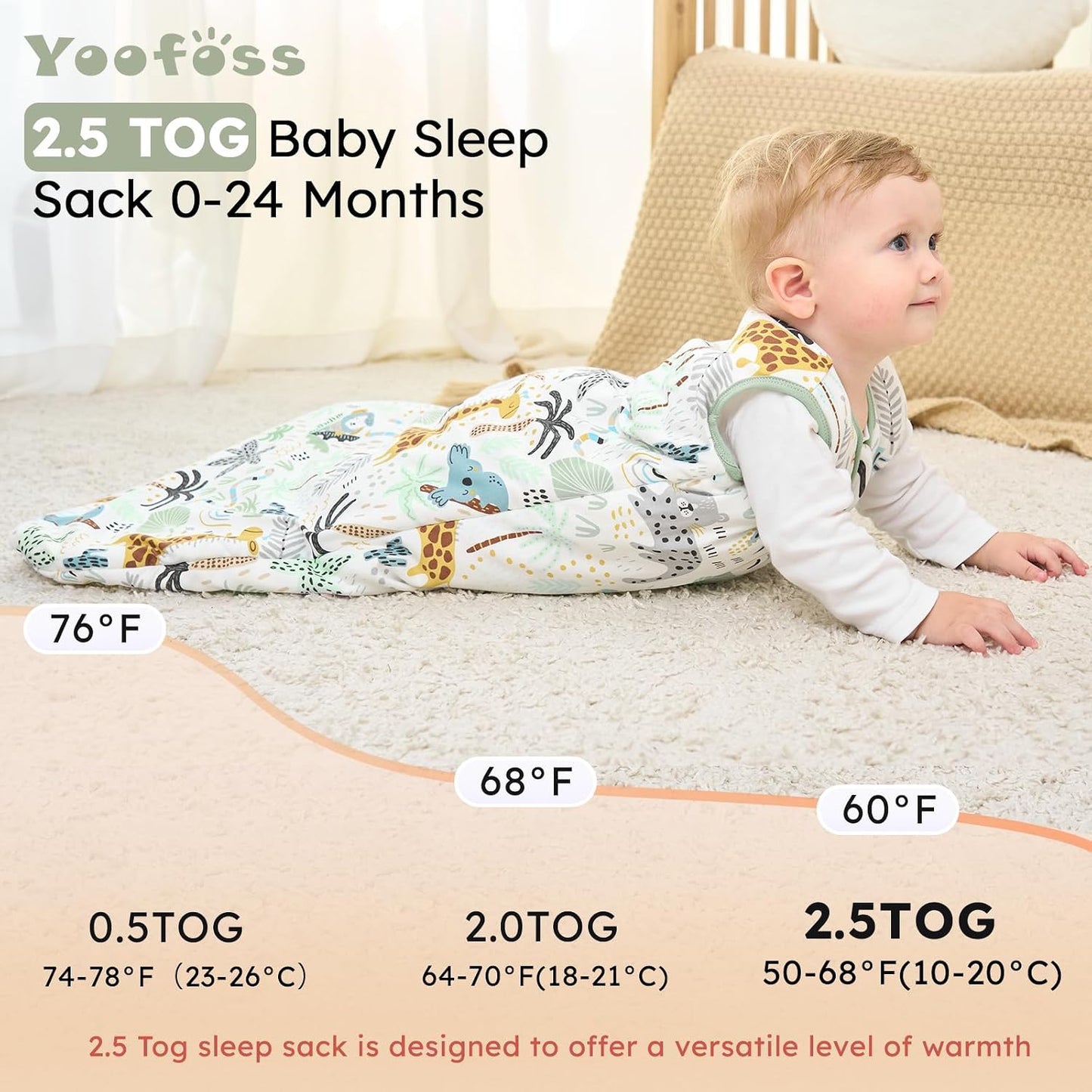 Yoofoss Baby Sleep Sack Baby Wearable Blanket 100% Cotton 2-Way Zipper Toddler Sleeping Sack