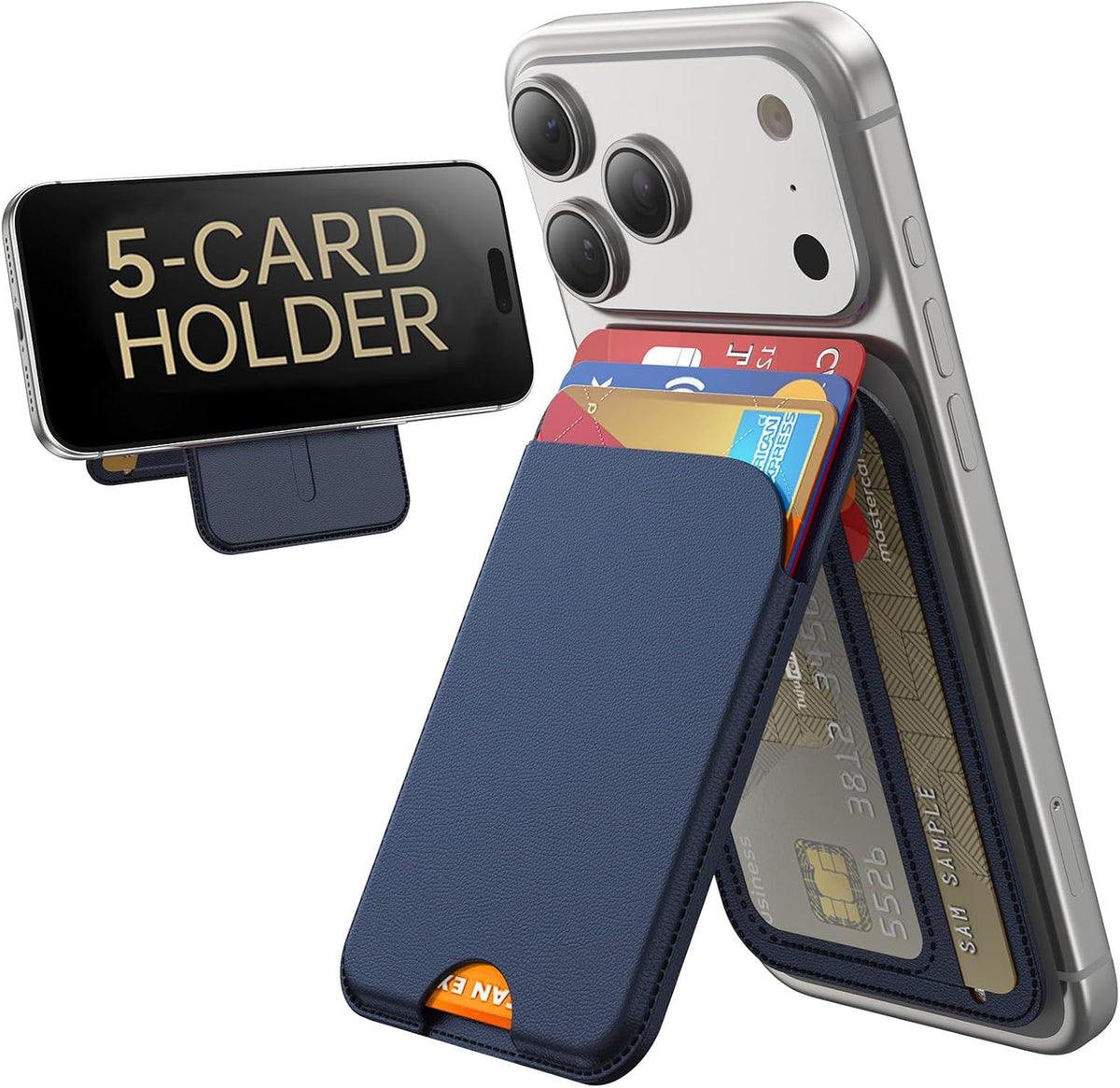 TWZKG for MagSafe Wallet, Works with Apple Find My,5 Card Holder with Stand
