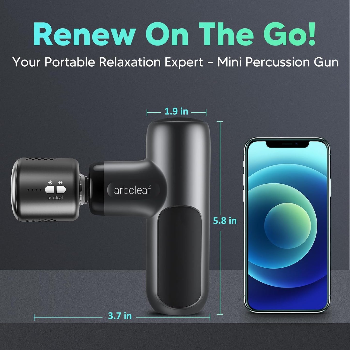 arboleaf Mini Massage Gun Deep Tissue, Percussion Muscle Massager for Back Pain Relief, Portable Small Travel Size, Quiet Massager, Gifts for Woman Man