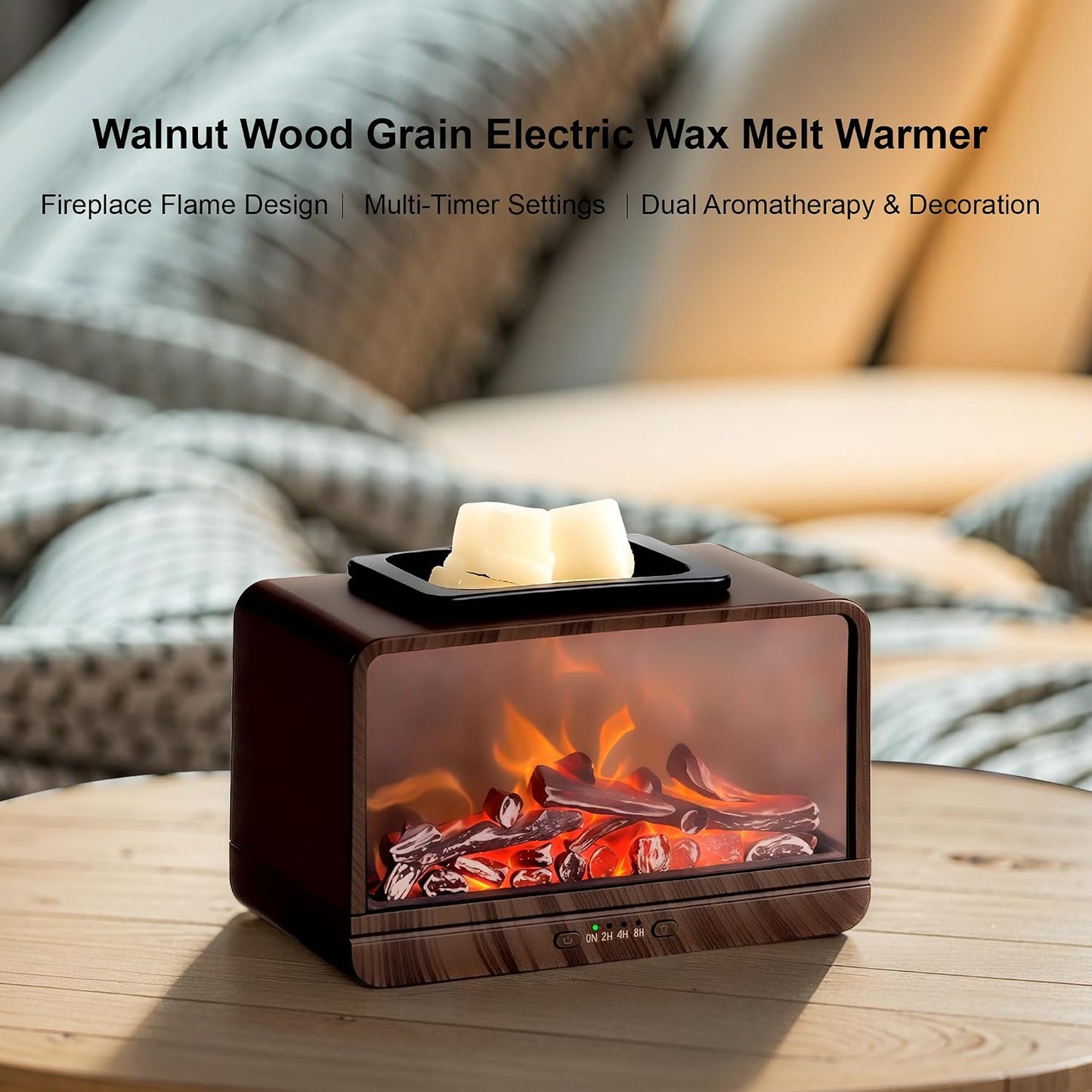 MeplLivs Dynamics Flame Fireplace Electric Wax Melt Warmer PTC Heating Plate Monochromatic Wax Burner Fragrance Wax Warmer for Home Office Gifts & Decor(Black)