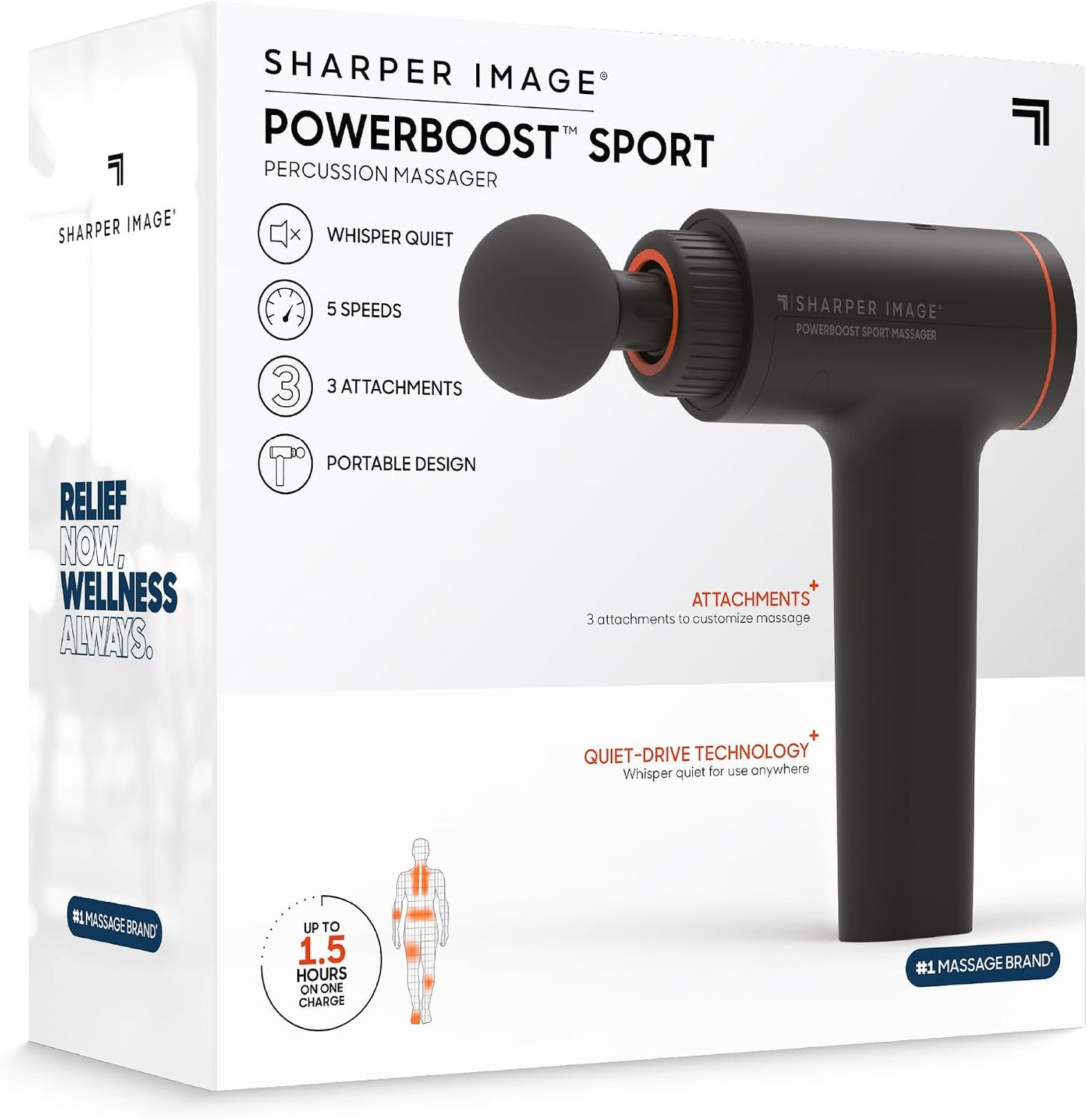 Sharper Image Powerboost Versa Heat & Cold Therapy Percussion Massage Gun
