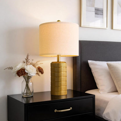 PoKat 20.75" Small Modern Ceramic Table Lamps Set of 2 for Bedroom, White Bedside Lamps for Night Stands, Farmhouse Desk Home Decor Gift Nightstand Table Lamps for Living Room End Table Beige