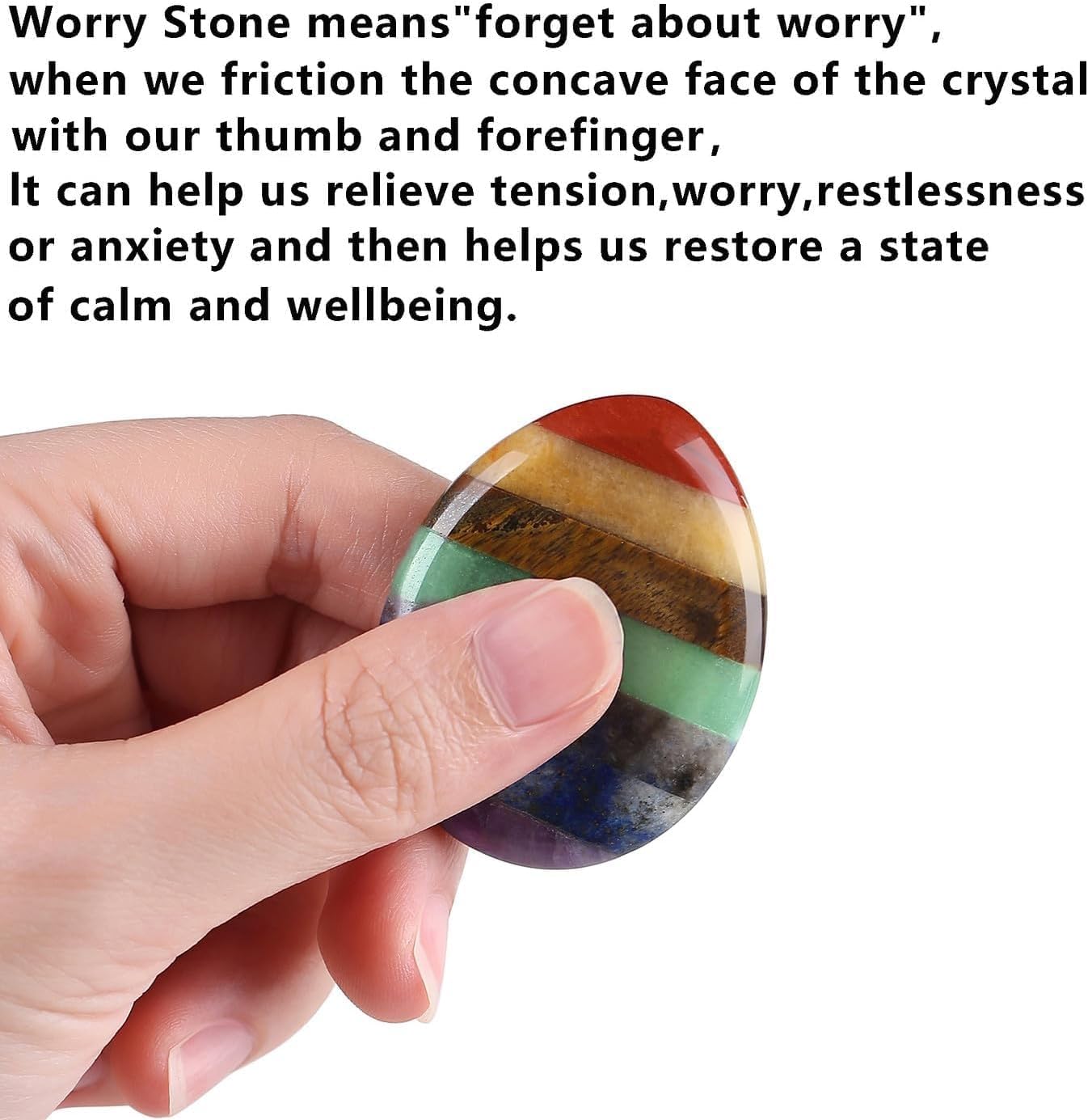 2PCS Worry Stone for Anxiety Tigers Eye Amethyst Healing Crystals Hand Thumb Stones Pocket Gemstones Meditation Accessories Oval Crystal Natural Relax Palm Stone Anxiety Relief Items Stocking Stuffers