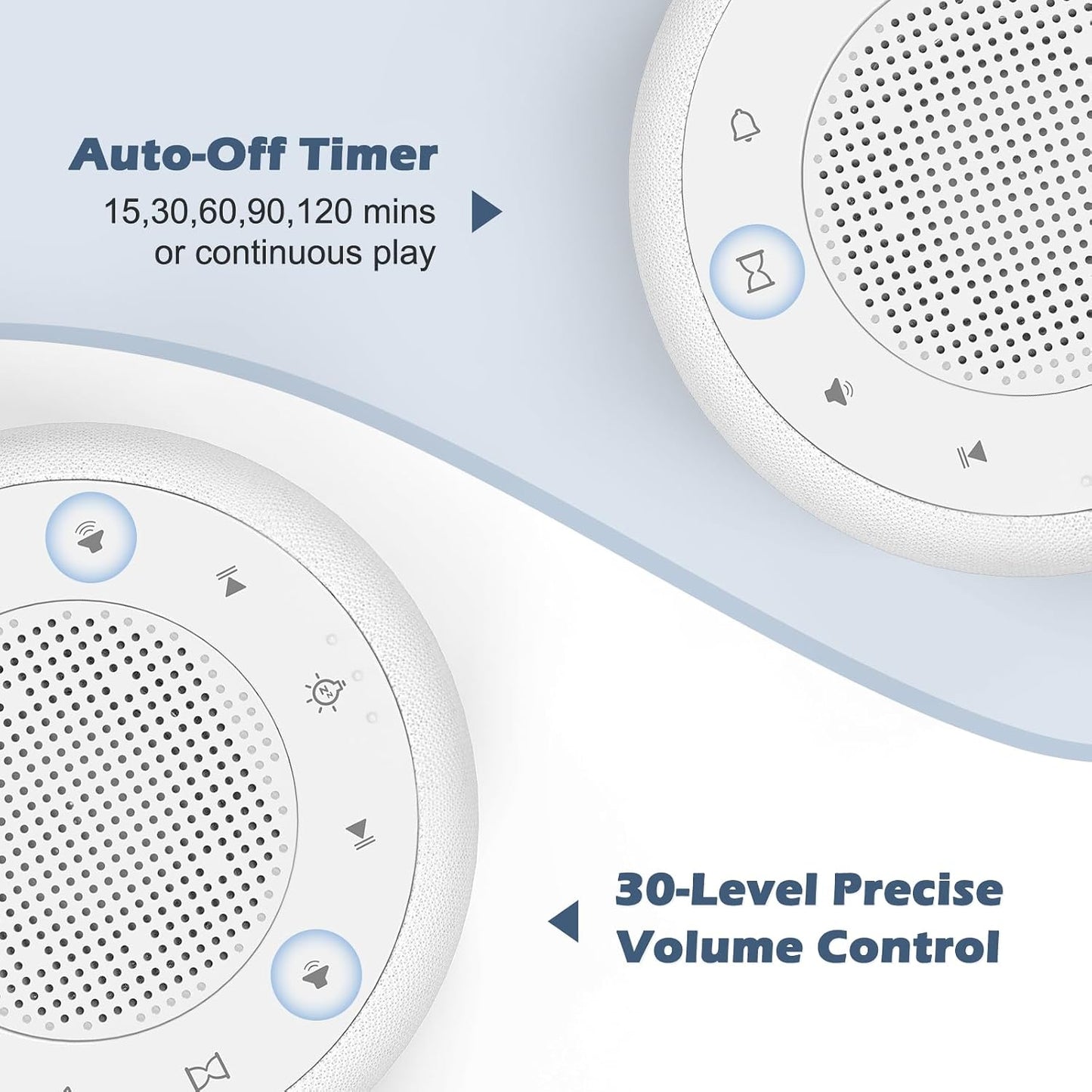 Buffbee Alarm Clock with Sound Machine for Bedrooms – 2-in-1 White Noise Machine for Sleep, Gentle Wake-Up with Soft Alarm Sounds, Ambient Night Light, Plug-in, Sleep Better, Wake Gently