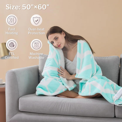 VENTIMI Electric Blanket Heated Throw, 50" x 60" Heated Blanket with 5 Heat Levels & 3 Hours Auto Off, Fast Heating Blankets with ETL & FCC Certification, Grey