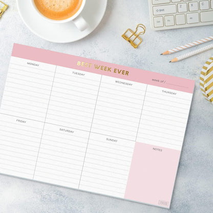 Sweetzer & Orange Weekly To Do List Pad. Gold Foil 7 days Planner with Daily Roadmap Agenda Squares. 7x10” Day Workbook 2026 - Student Blueprint, Work Manual, and Checklist Note Pad