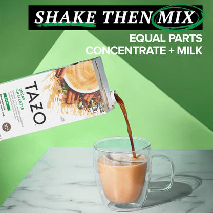 TAZO Decaf Chai Latte, Black Tea Concentrate, Easy-to-Serve Chai Tea for Everyday Lattes, Hot or Iced Tea and Mocktails, 32 oz Tea Mix Carton