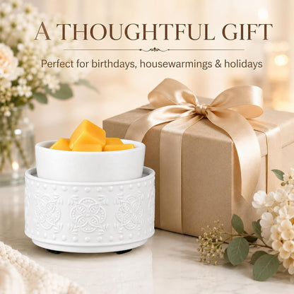 mocosa Ceramic Wax Melt Warmer, 3-in-1 Electric Wax Warmer for Scented Wax Melts, Flameless Candle Wax Burner for Home Fragrance, Bedroom Bathroom Office Decor, Gifts for Women Mom(Beige-Granular)