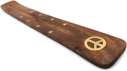 Moon and Stars Incense Holder - Wooden Ash Catcher with Celestial Design for Single Incense Sticks - Meditation Accessories, Spiritual Decor, Home Fragrance, Room Decor (10 Inches Long)