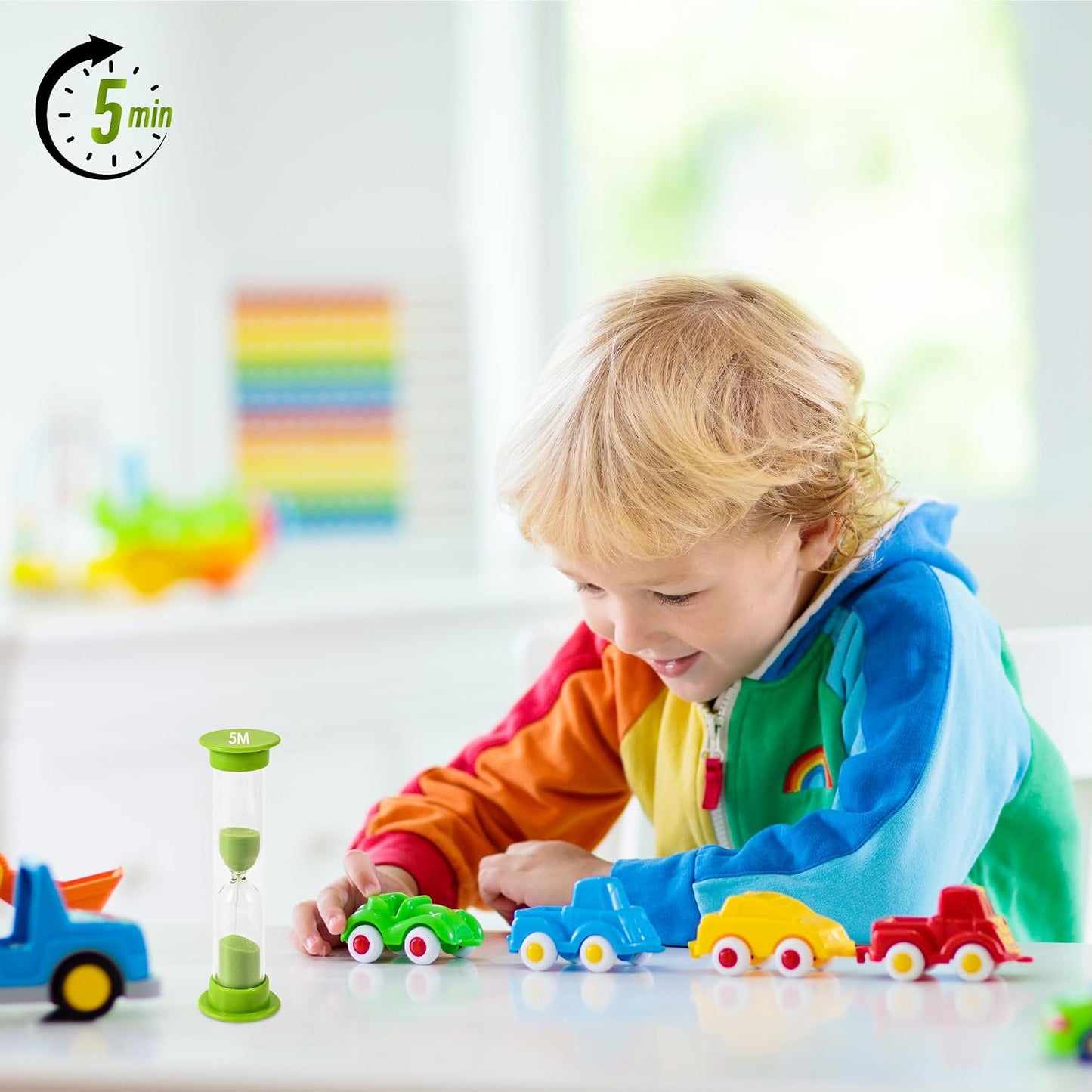 Sand Timer for Kids Set of 3 Small Colorful Hourglass Acrylic Covered Clock 1Min 2Min 5Min for Classroom, Home & Kids Room