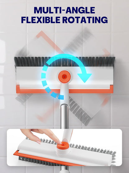 3 in 1 Floor Scrub Brush with Long Handle, Multi-Angle Swivel Head