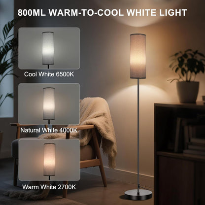 FRIDEKO HOME Floor Lamp, 9W 800LM Color Changing Smart Lamp with Music Sync, App & Remote Control, Adjustable Brightness & Color Temperature Standing Light for Living Room Bedroom Gaming, Beige Shade