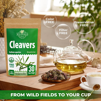 30 Bags Cleavers Herbal Tea (Galium Aparine) - 1.5g Tea Bag 30 Count Dried Cleavers Herb Tea