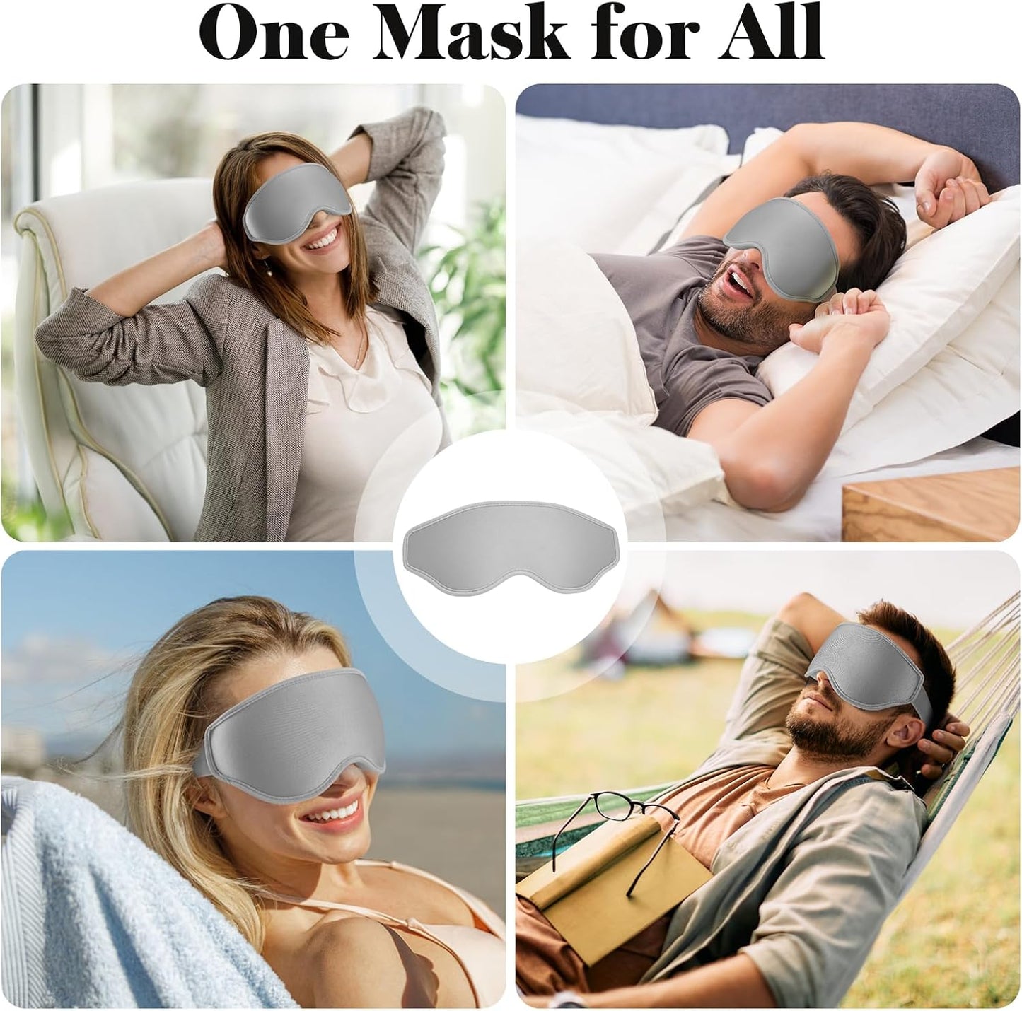 Fygrip 3D Eye Mask Sleep Mask for Men & Women, 100% Pressure-Free & Light Block-Out Eye Mask for Sleep with Easy Adjustable Strap, Night Eye Cover for Travel, Black